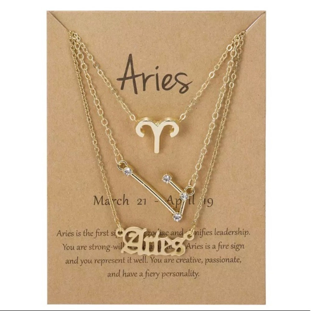 3 pcs Aries Zodiac Minimalist layered necklace